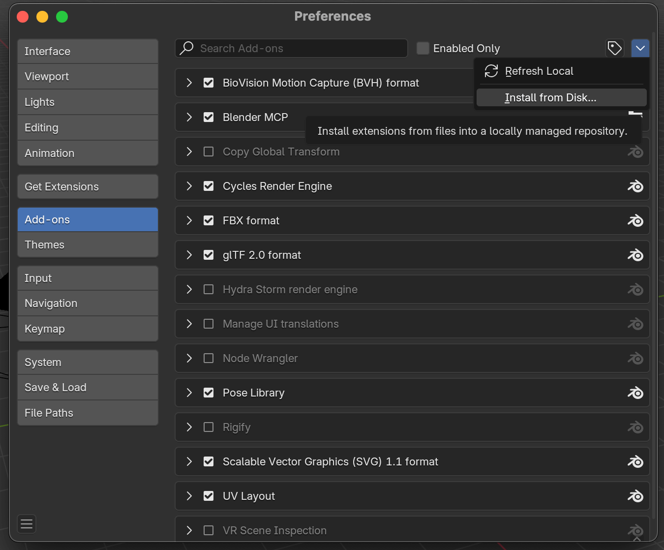 Install from Diskの選択